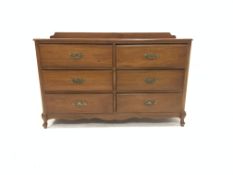 Early 20th century walnut chest, fitted with six short drawers and raised on cabriole supports, W142