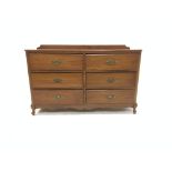 Early 20th century walnut chest, fitted with six short drawers and raised on cabriole supports, W142