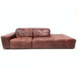 Natuzzi -Contemporary Italian sofa, with adjustable head rests, upholstered in oxblood leather, W280