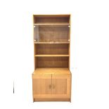 Domino Mobler - Mid 20th century teak bookcase, with two glazed doors and two open shelves, cupboard
