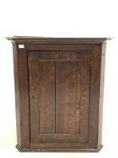 19th century oak corner cupboard, with panelled door enclosing shelves, W80cm