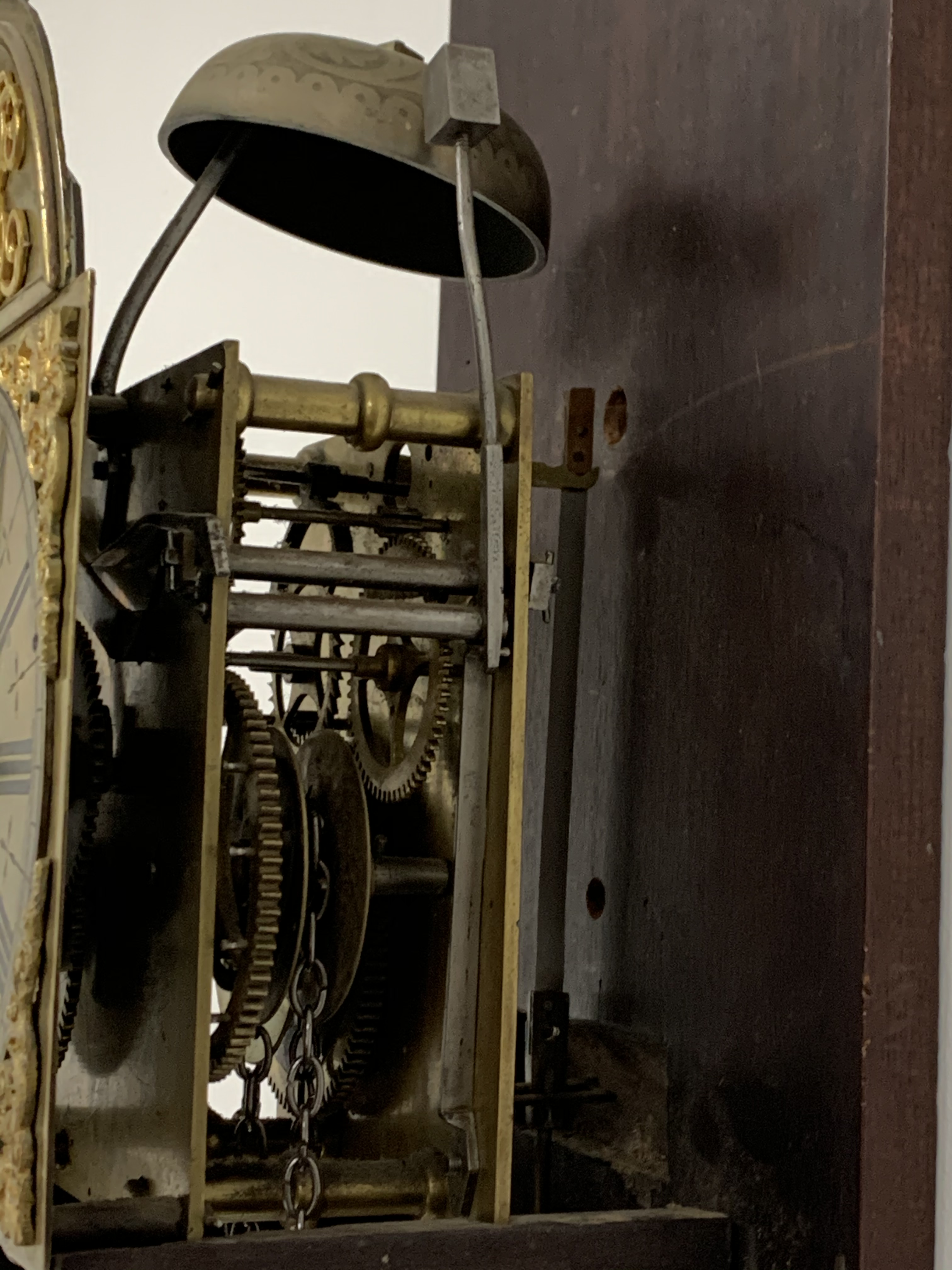 18th century brass dial wall clock, the dial inscribed 'John Davies' with gilt metal spandrels and R - Image 8 of 9