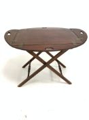 19th century mahogany butlers tray, on folding stand, W94cm