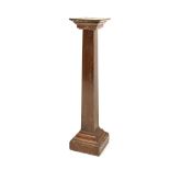 Early 20th century ecclesiastical oak pedestal jardini�re stand, with square moulded top over square