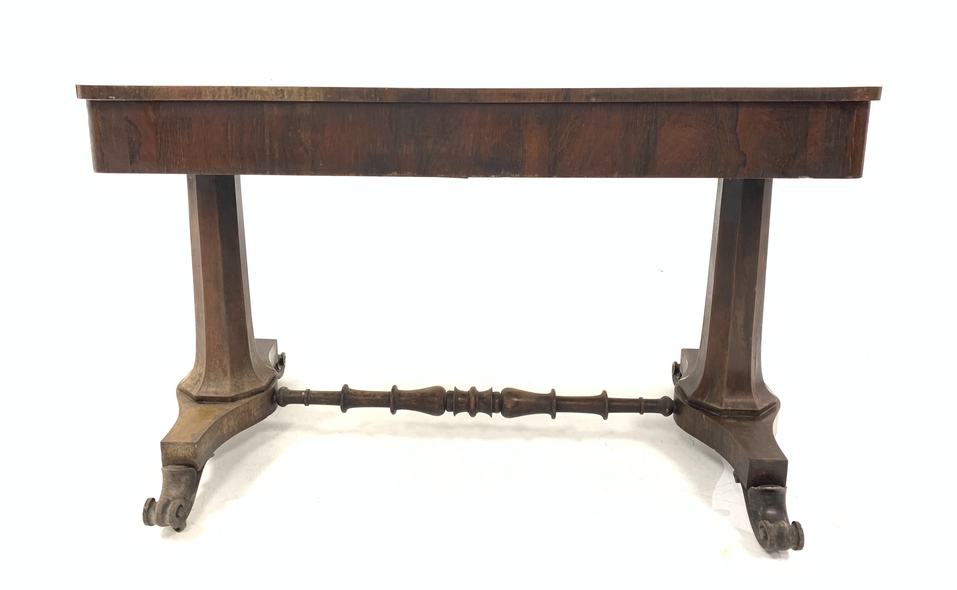 Mid 19th century rosewood library table, the revolving top moving to reveal stationery wells and slo - Image 7 of 7