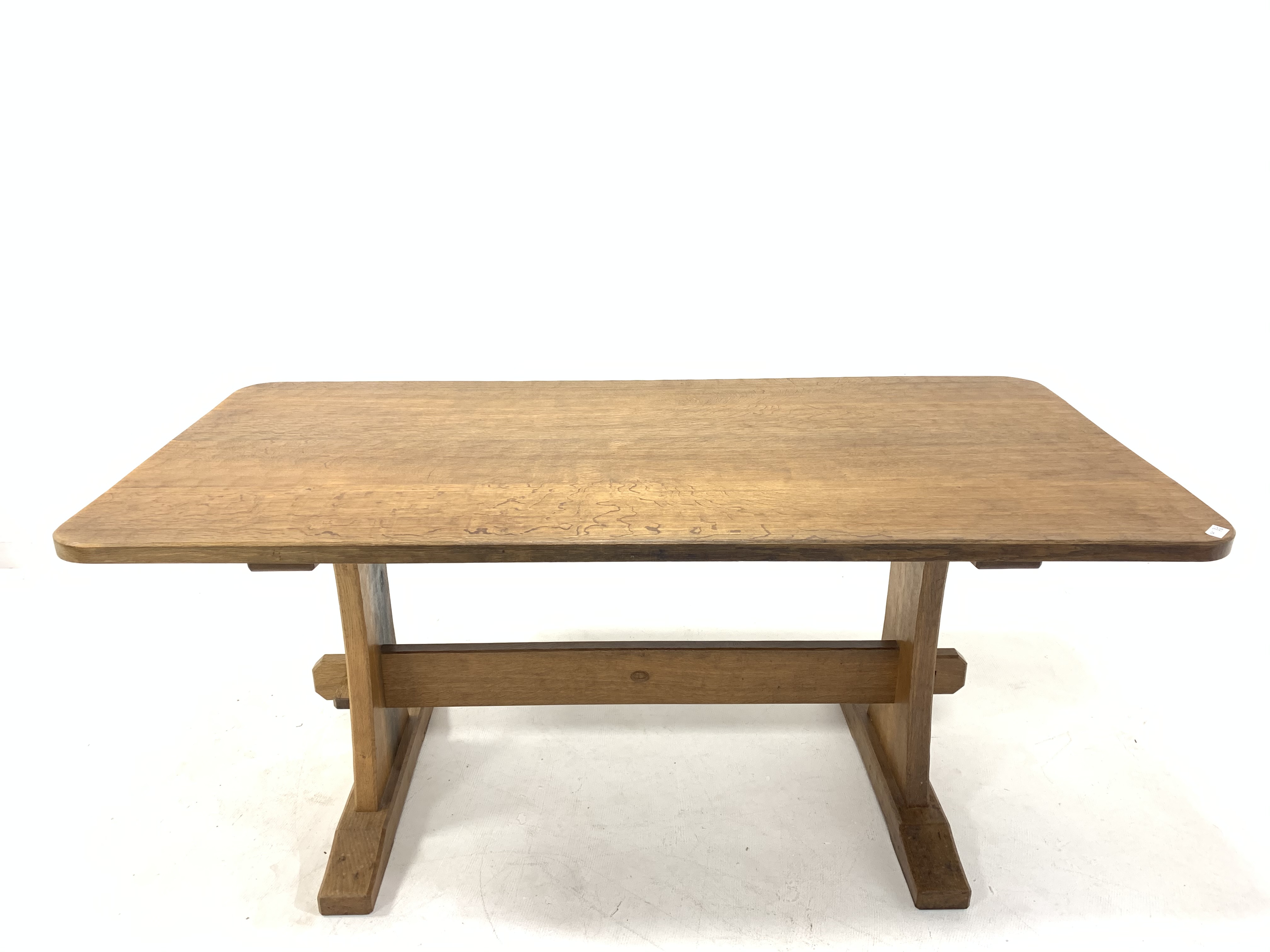 'Acornman' Yorkshire oak dining table, with adzed top raised on shaped and adzed panel end supports - Image 2 of 3