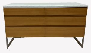 Gunther Hoffstead for Uniflex - 1960's Light elm sideboard, formica top decorated with floral patter