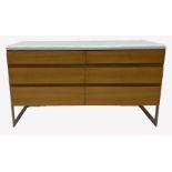 Gunther Hoffstead for Uniflex - 1960's Light elm sideboard, formica top decorated with floral patter