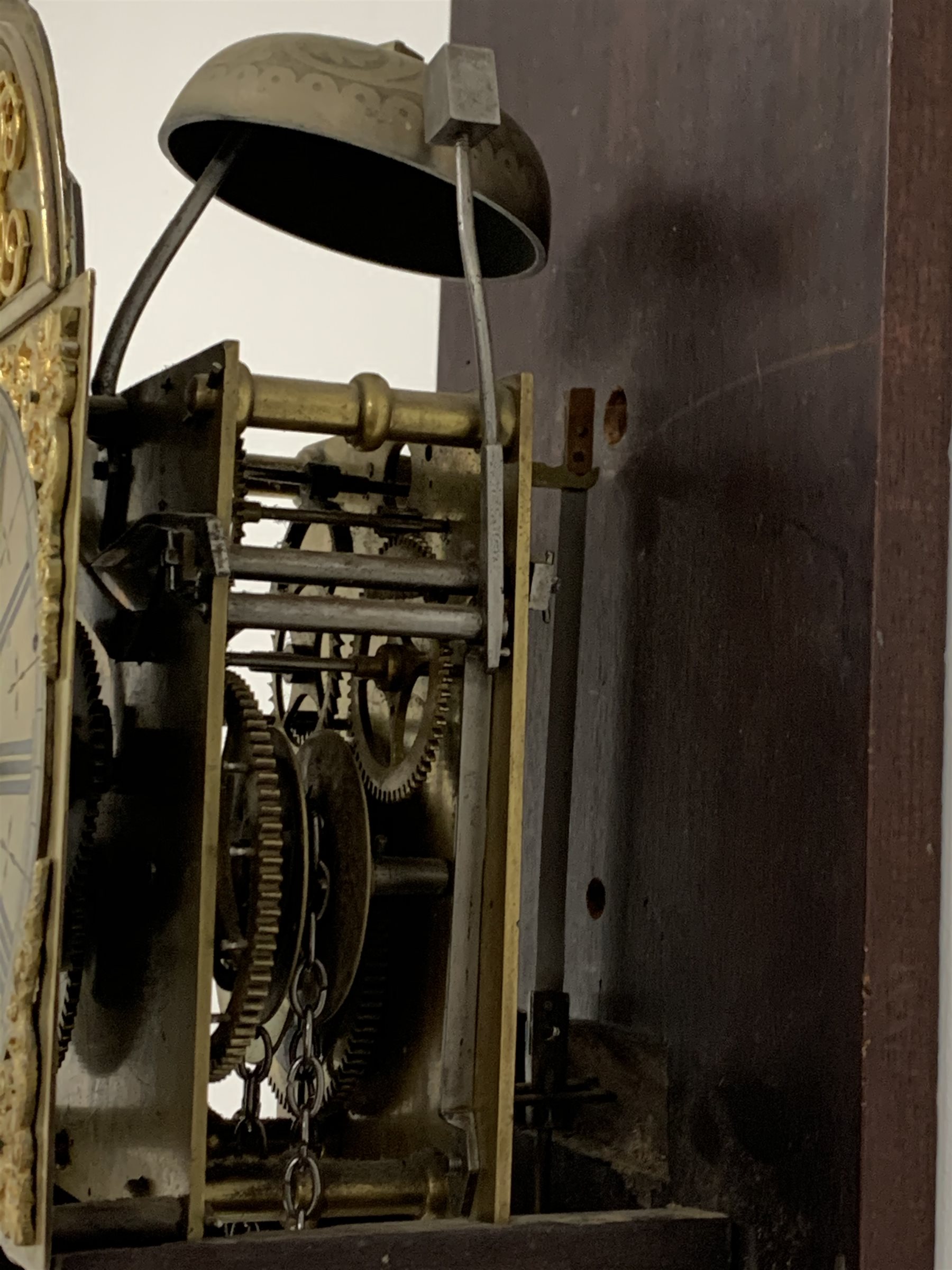 18th century brass dial wall clock, the dial inscribed 'John Davies' with gilt metal spandrels and R - Image 4 of 9