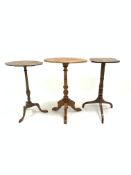 19th century oak occasional table, with octagonal top raised on triple splay supports, (H72cm) toget