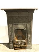 Art Nouveau cast iron fire insert, decorated with stylised foliate, W76cm, H102cm,
