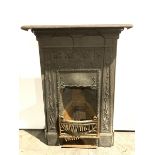 Art Nouveau cast iron fire insert, decorated with stylised foliate, W76cm, H102cm,