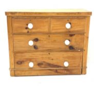 Victorian waxed pine chest fitted with two short and two long drawers, with white ceramic pull handl