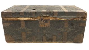 18th century trunk, covered in leather and with brass studs, bearing initials 'F.W', for Sir Francis