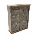 20th century glazed mahogany bookcase, with astragal glazed doors enclosing two adjustable shelves,