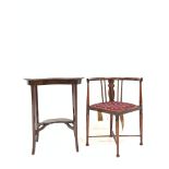 Edwardian inlaid mahogany kidney shaped occasional table, with boxwood string inlay, raised on squar