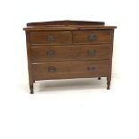 Edwardian walnut chest, with raised back over two short and two long drawers, raised on turned suppo