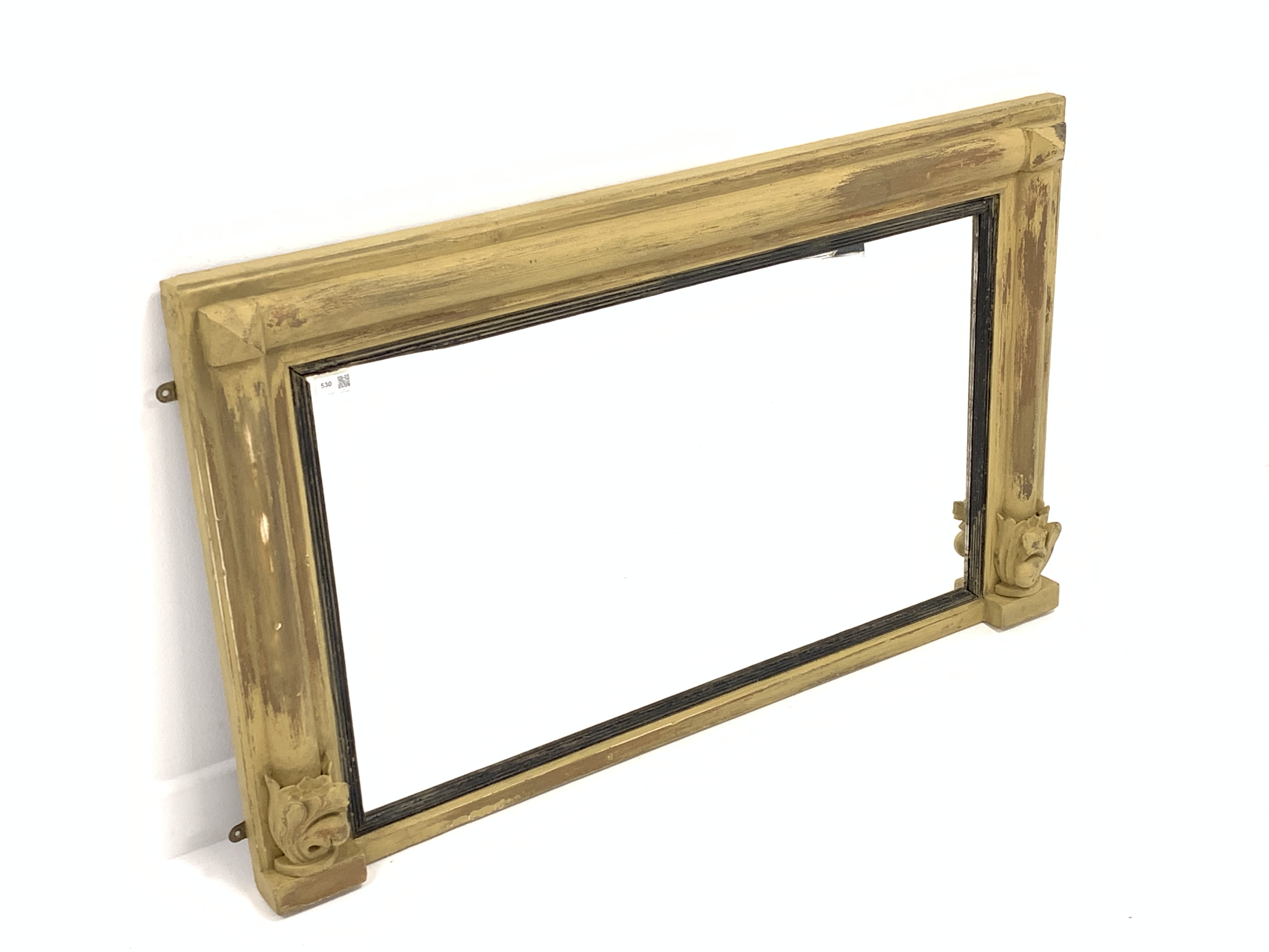 19th century over mantel mirror, the frame with half round pilasters terminating in carved acanthus - Image 2 of 3