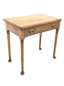 Quality Georgian style cherry wood side table, with crossbanded top with string inlay over single dr