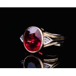 Rubellite and Diamond Ring