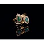 Vintage Emerald and Diamond 'You & Me' Ring