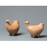 A Pair Of Pottery Birds, Qijia Culture (2050-1700 Bc)