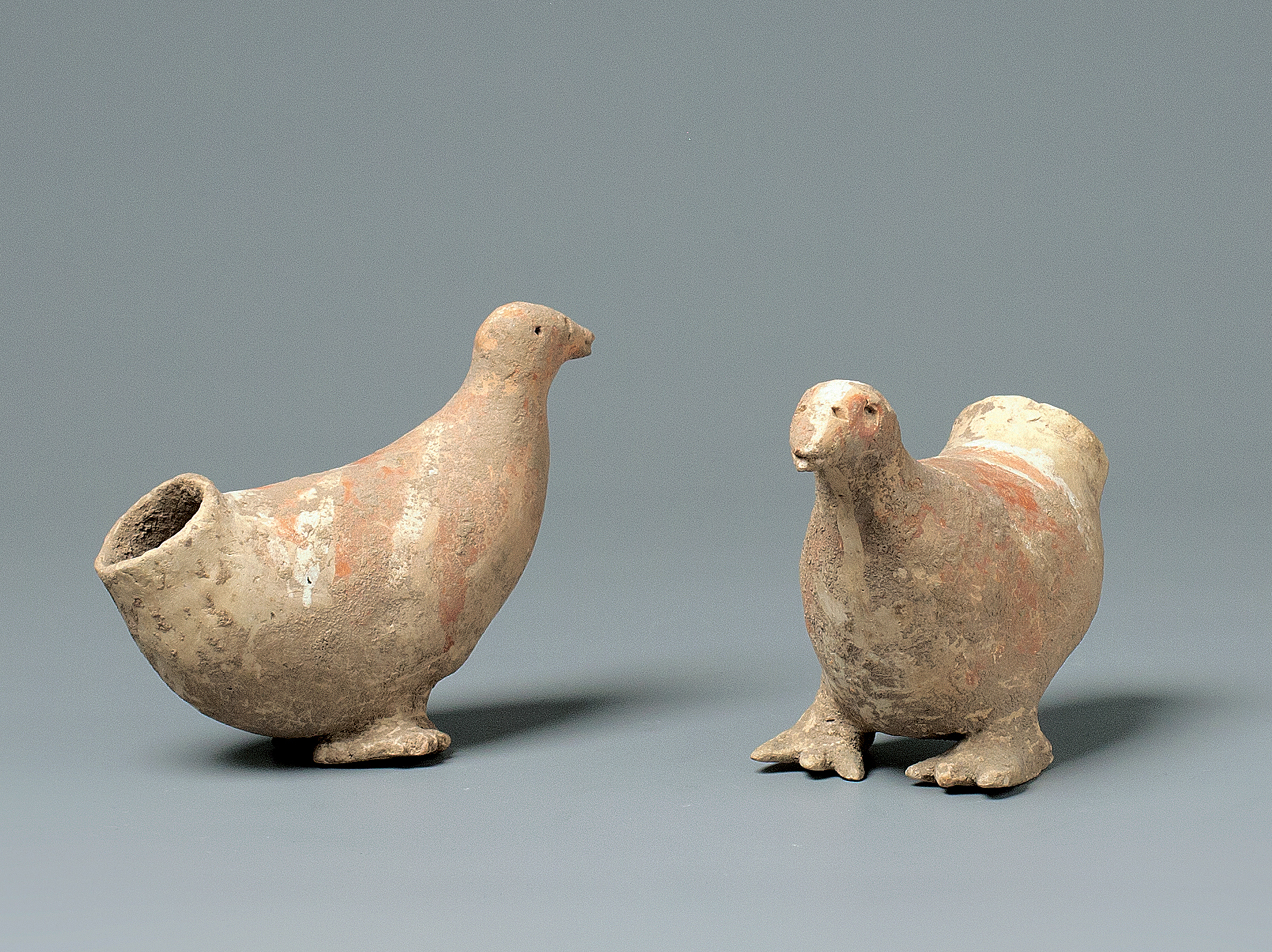 A Pair Of Pottery Birds, Qijia Culture (2050-1700 Bc)