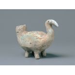 A Buff Grey Pottery Duck, Qijia Culture (2050-1700 Bc)