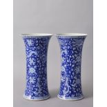 A Pair of Blue and White Beaker Vases, 19th Century