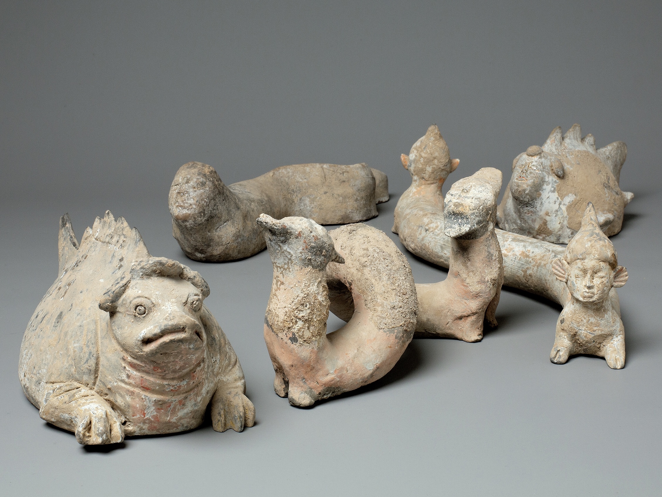 A Group Of Pottery Spirit Figures, Tang Dynasty