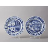 An Attractive Pair of Blue and White 'Figure' Plates, Kangxi Period, Qing Dynasty