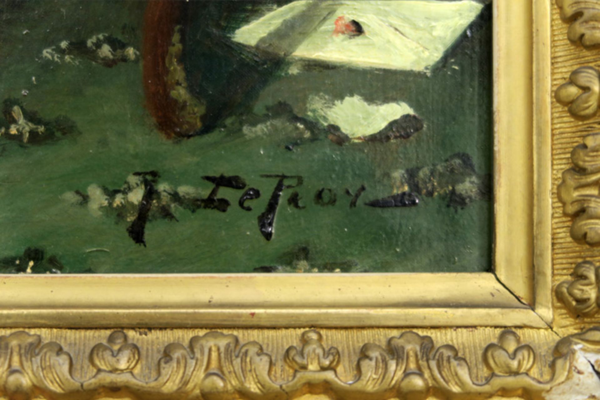 LE ROY JULES (1833 - 1865) olieverfschilderij op doek met een aantrekkelijk [...] - Image 3 of 5
