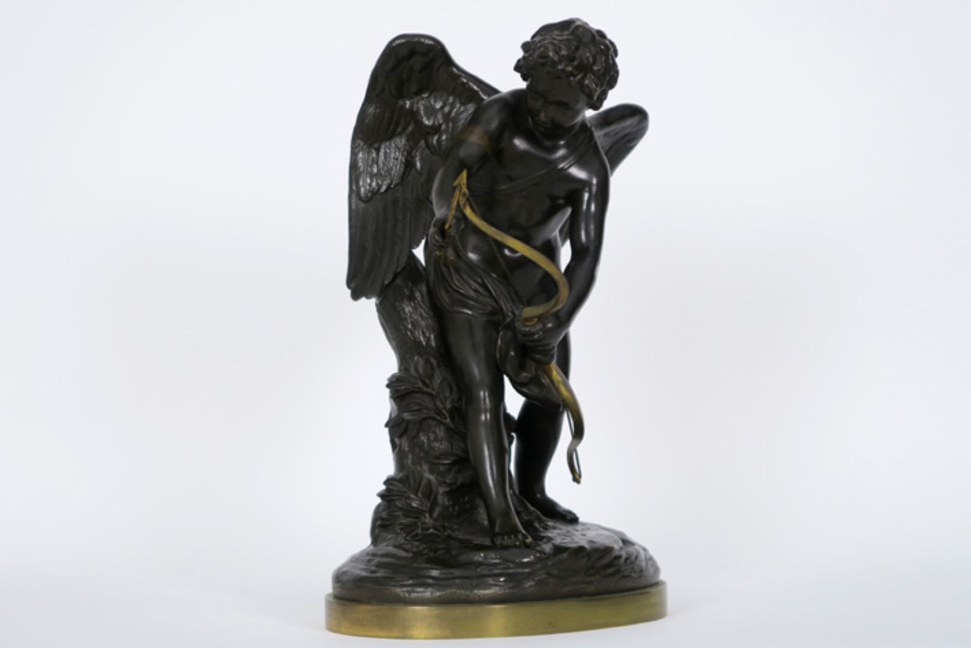 CLODION antieke sculptuur in brons : "Cupido met boog en pijl" - hoogte : 36 cm [...] - Image 2 of 4