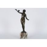 FOURNIER HIPPOLYTE (1853 -1926) sculptuur in brons : "Balspeelster" - hoogte : 25,5 [...]