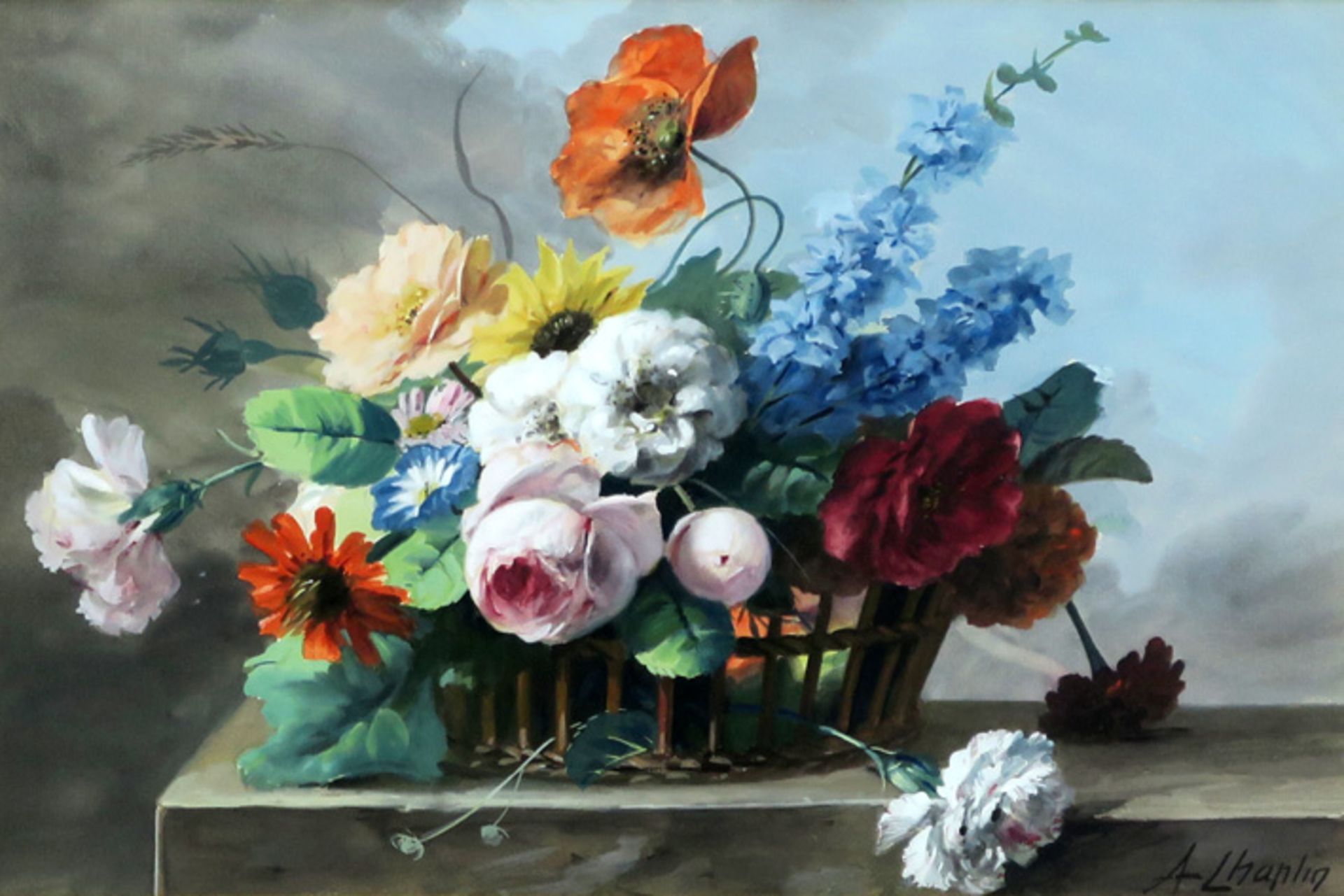 CHAPLIN ARTHUR (1869 - 1935) aquarel : "Stilleven met bloemenkorf" - 28 x 41 [...] - Bild 2 aus 3