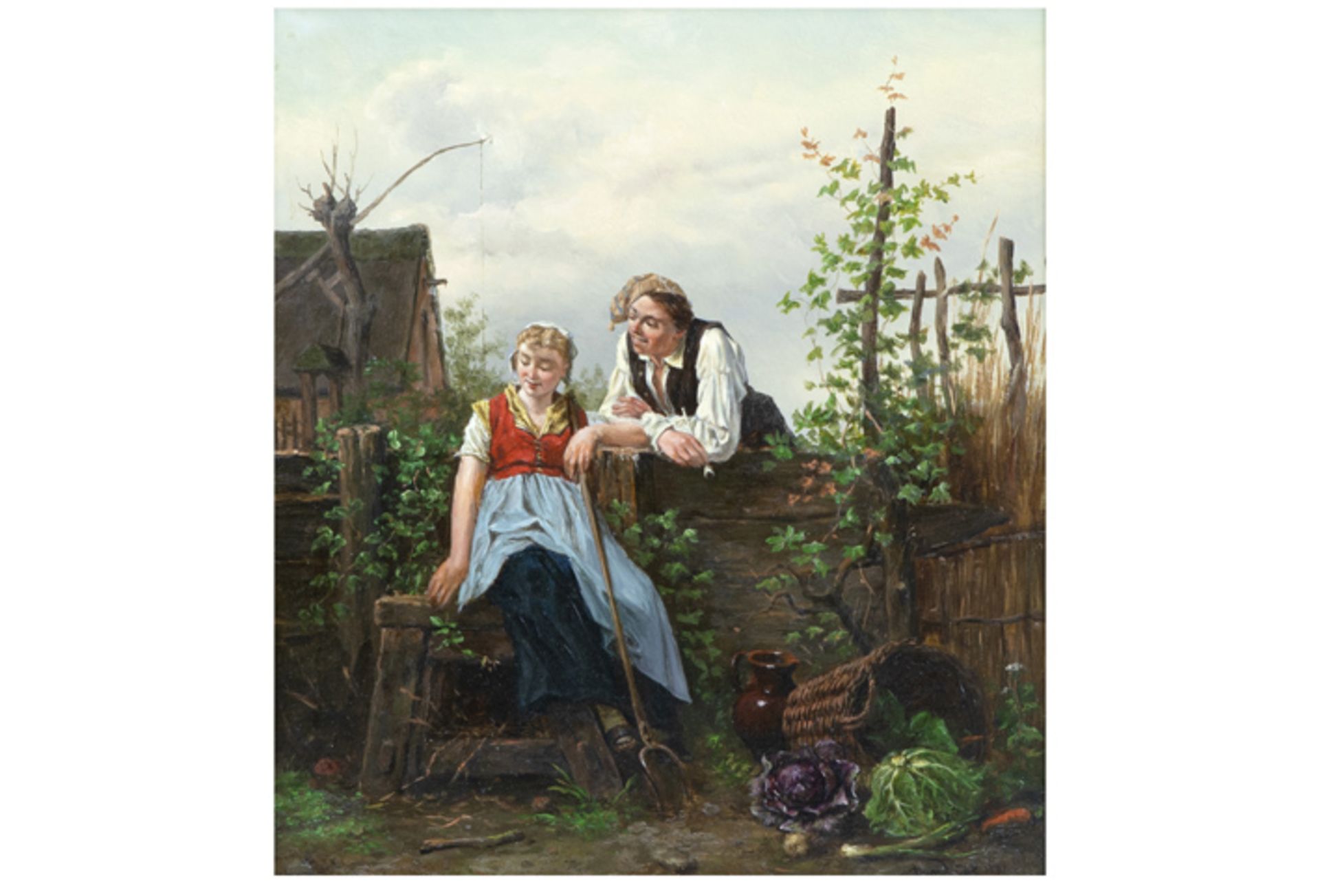 COL DAVID (1822 - 1900) olieverfschilderij op paneel met een romantisch thema met [...] - Bild 2 aus 4