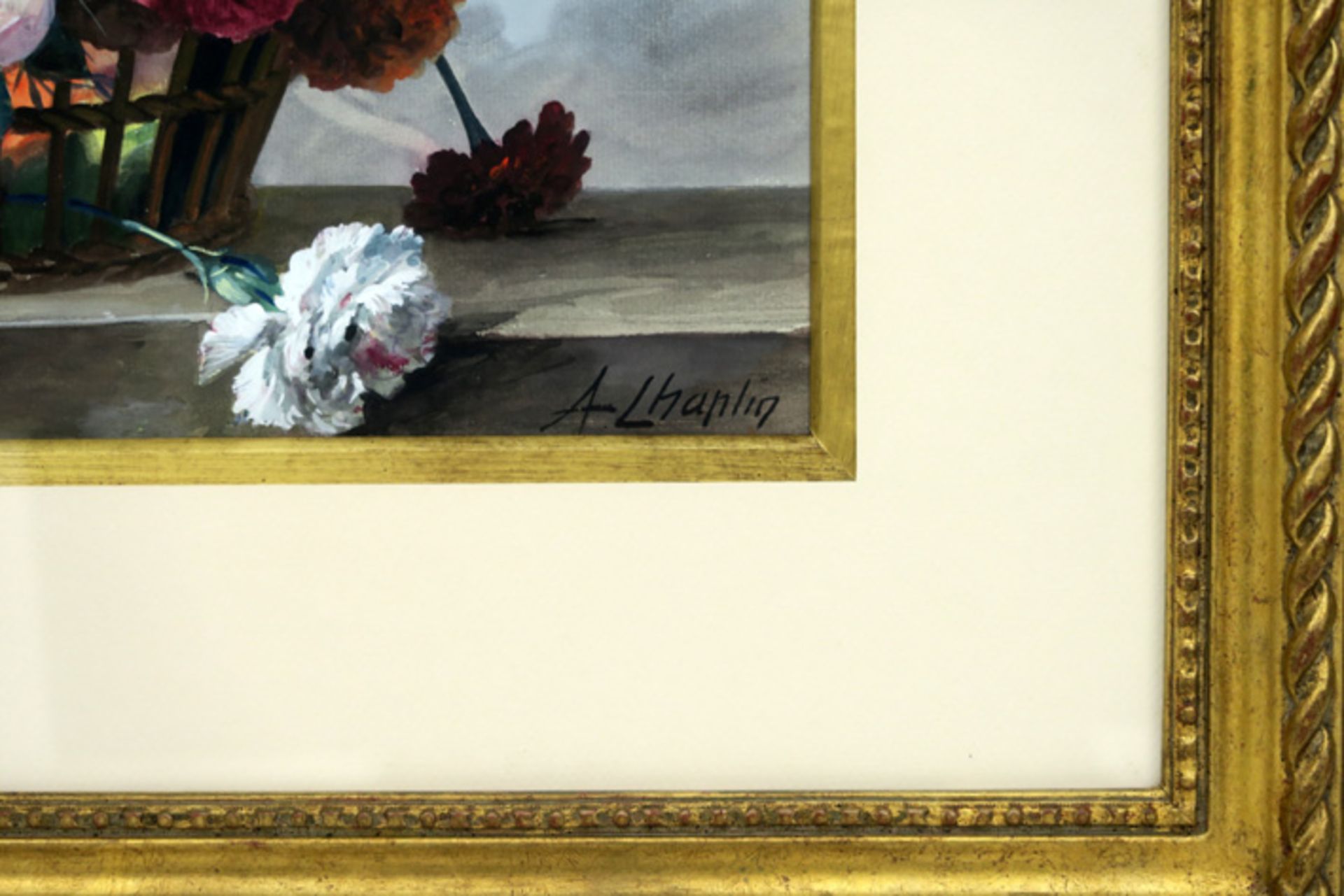 CHAPLIN ARTHUR (1869 - 1935) aquarel : "Stilleven met bloemenkorf" - 28 x 41 [...] - Bild 3 aus 3