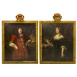 Pendant olieverfschilderijen op doek met portret van een edeldame en edelman : [...]