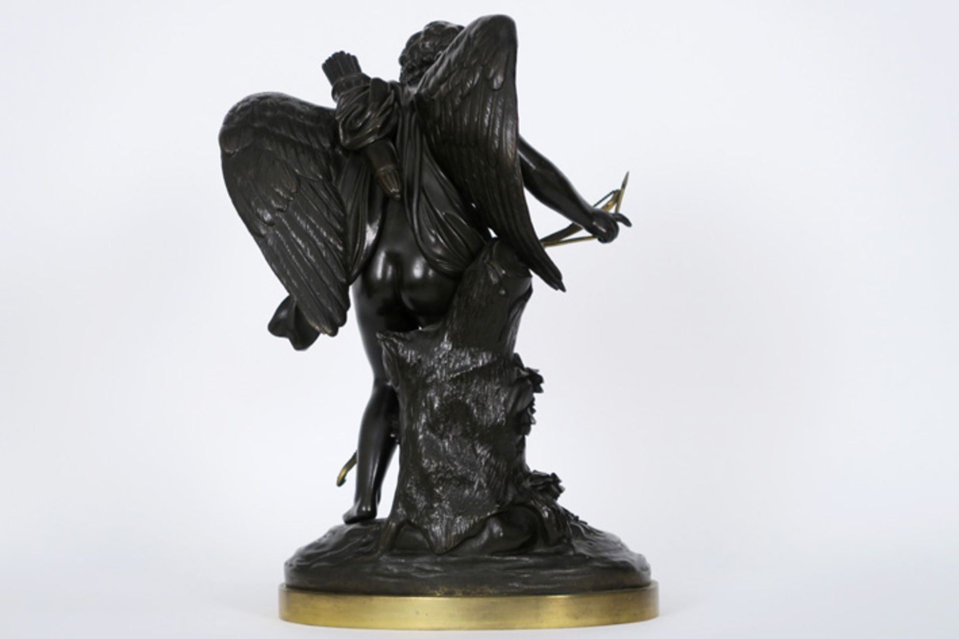 CLODION antieke sculptuur in brons : "Cupido met boog en pijl" - hoogte : 36 cm [...] - Image 3 of 4