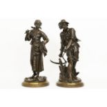 AIZELIN EUGÈNE ANTOINE (1821 - 1902) antiek, echt paar (of pendant) sculpturen in [...]