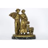 D'ASTE JOSEPH (1881 - 1945) sculptuur in gedoreerde brons : "Herder en herderin met [...]