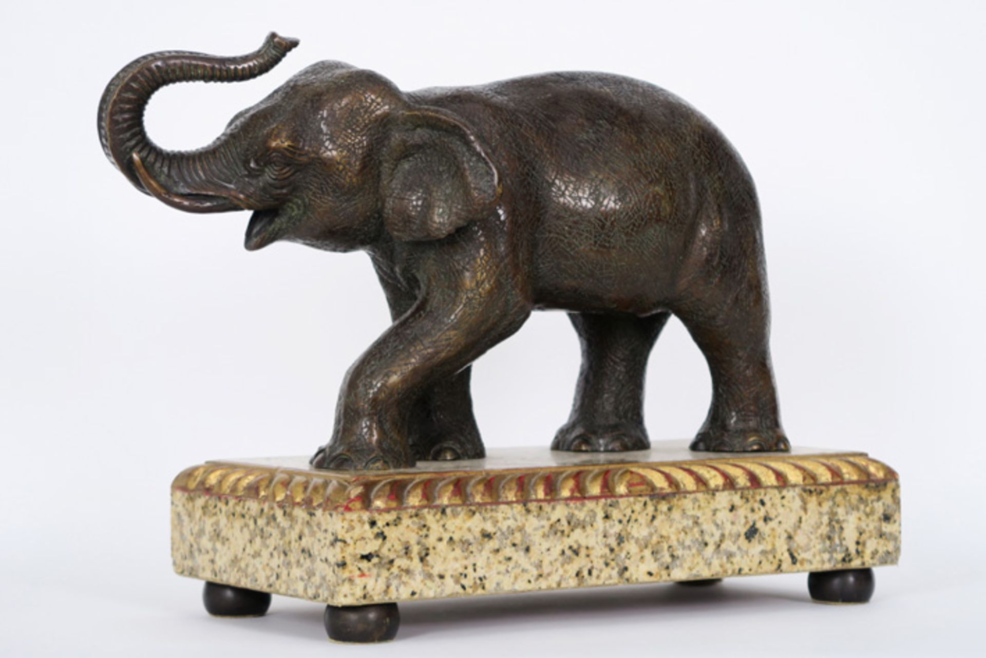 Mooie gestileerde Art Deco-sculptuur in brons : "Olifant" - op een sokkel in [...] - Bild 3 aus 5