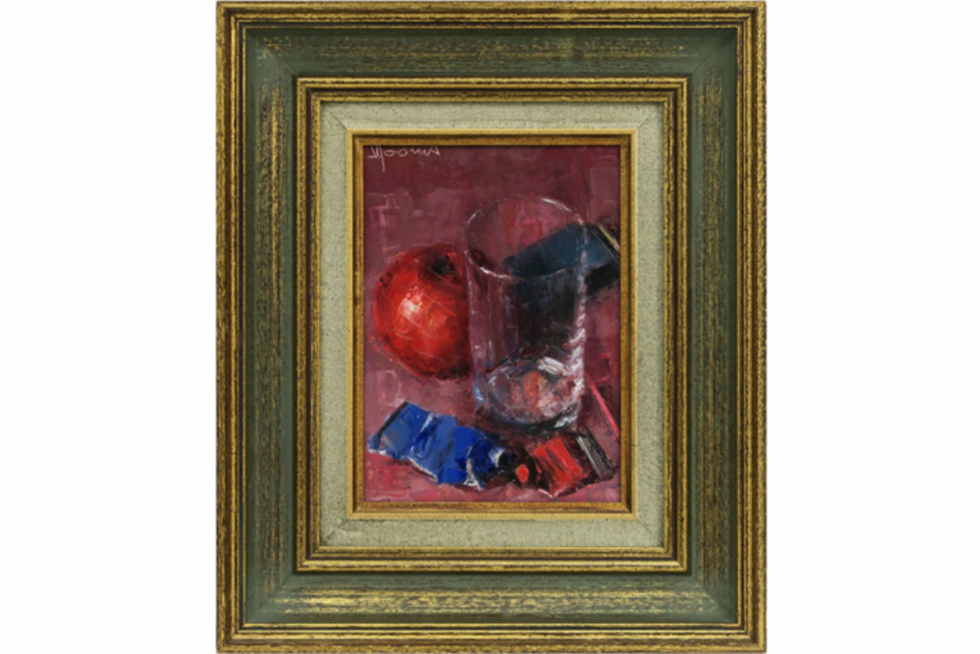 DOOMS VIC (1912 - 1994) olieverfschilderij op paneel : "Stilleven met glas" - 20 x [...]