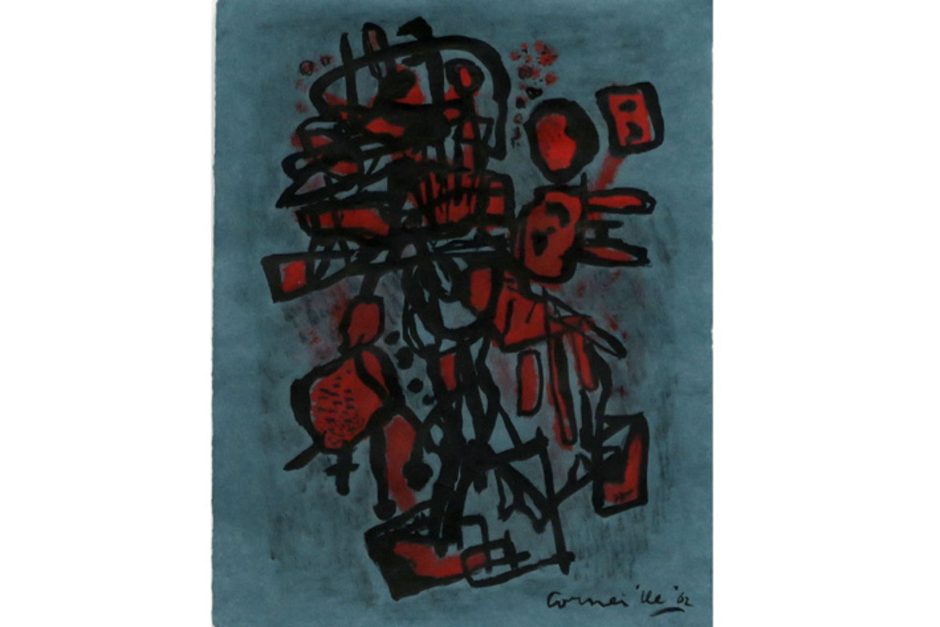 CORNEILLE (1922 - 2010) olieverfschilderij op papier met een abstracte compositie - [...] - Bild 2 aus 3