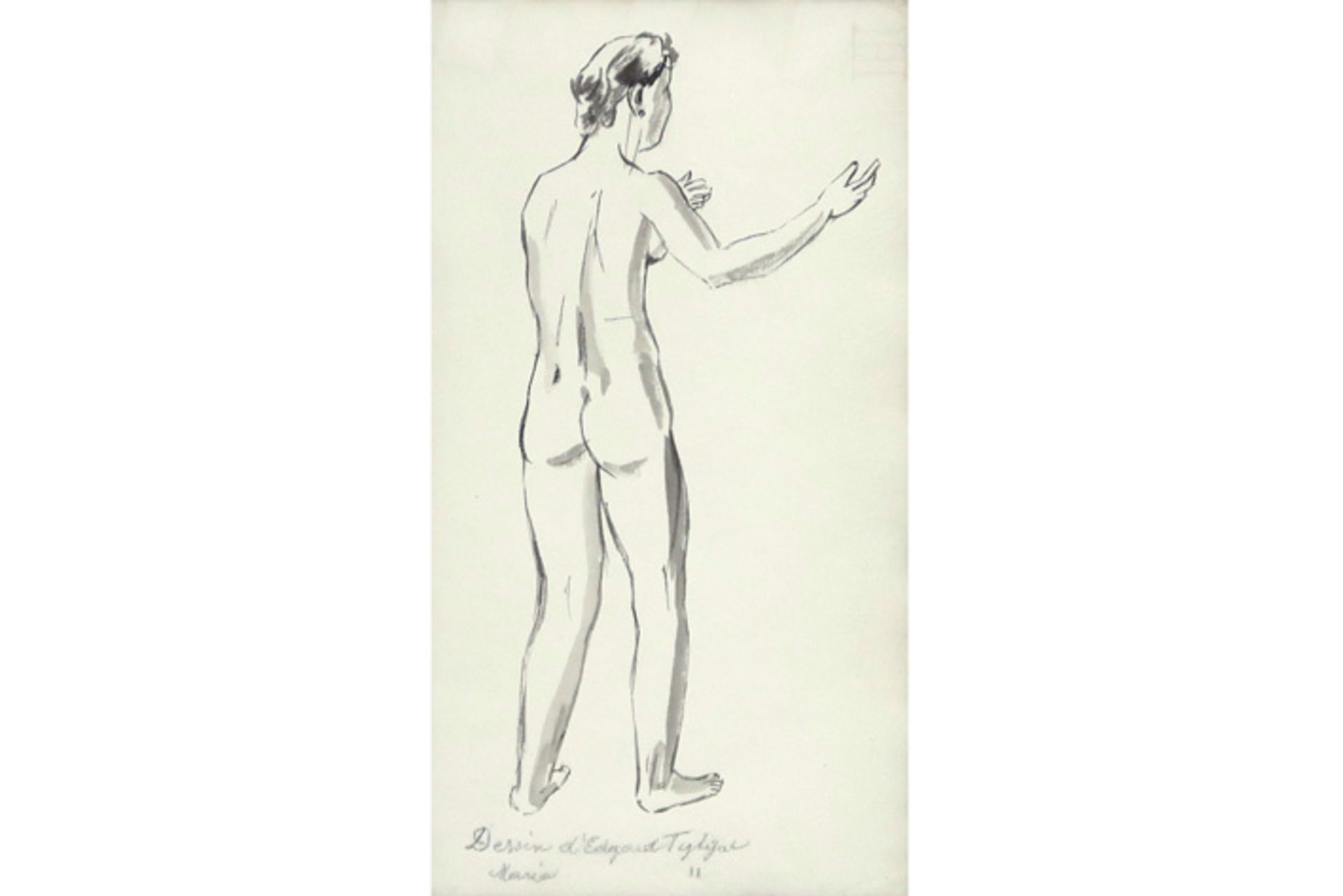 TIJTGAT EDGARD (1879 - 1957) tekening met een staande vrouw, ruggelings gezien en [...] - Bild 2 aus 3