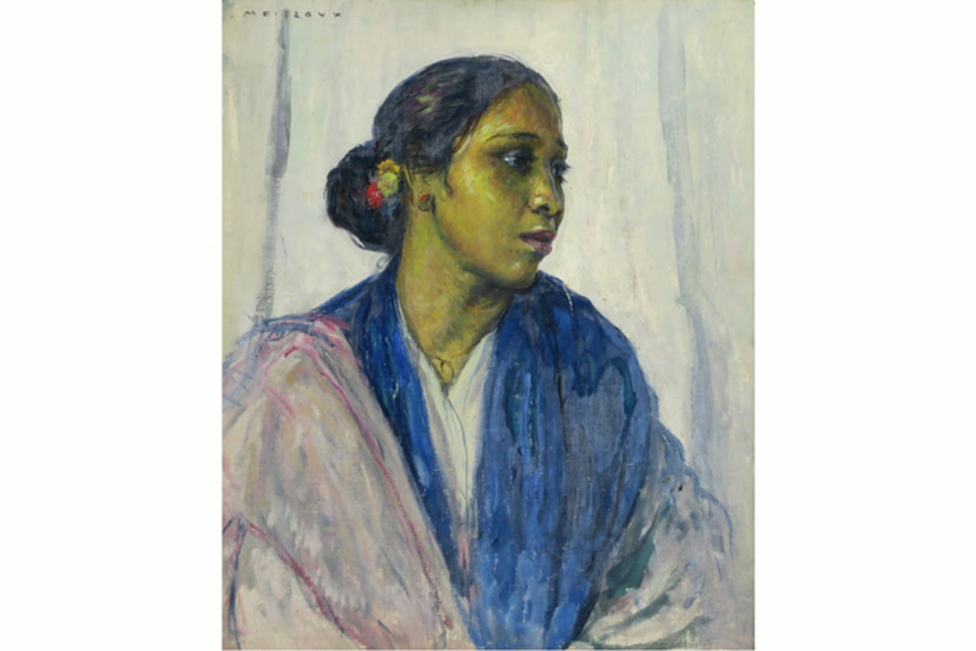MOITROUX ALFRED (1886 - 1938) olieverfschilderij op doek : "Jonge Oosterse" - 60 x [...] - Bild 2 aus 4