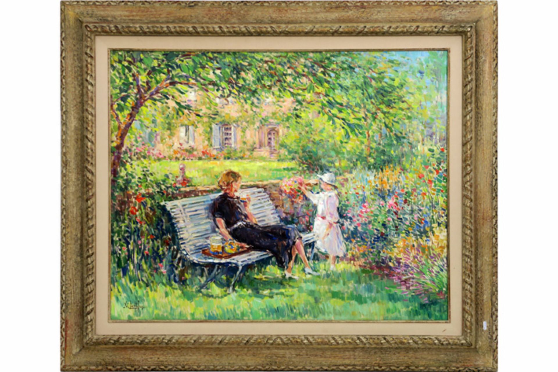 LICHTFUS YVETTE (° 1925) olieverfschilderij op doek in pointillistische stijl : [...]