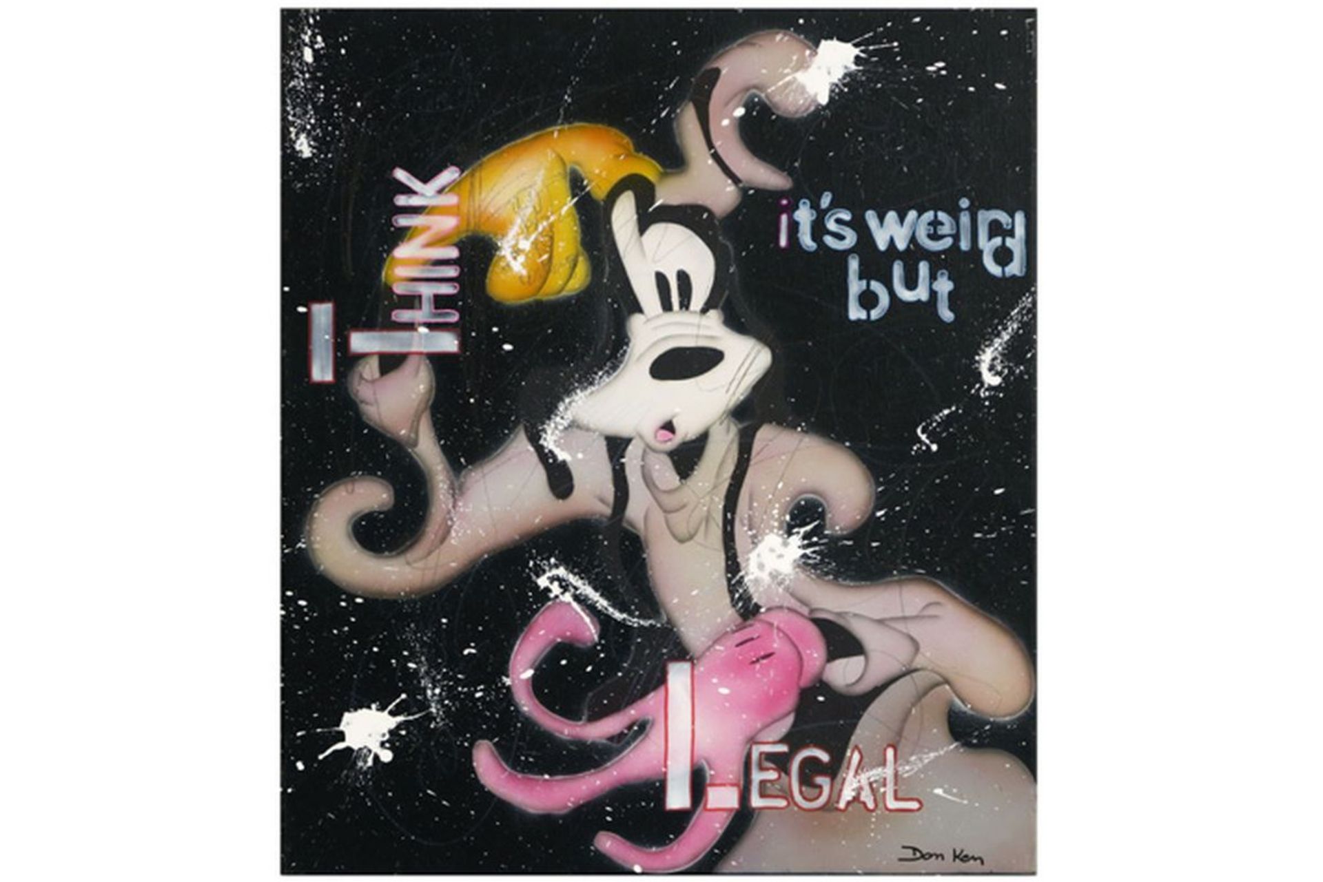 DON KEN (° 1956) schilderij in gemengde techniek op doek : "I think it's weird but [...]