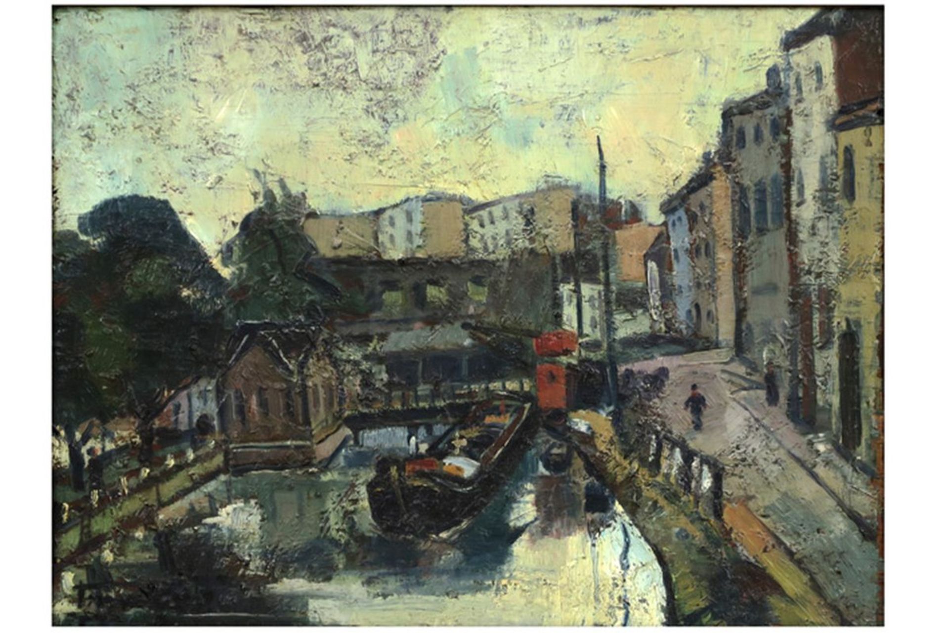 ... JEAN-JACQUES - BELGISCHE SCHOOL olieverfschilderij op paneel getiteld "Canal [...] - Bild 2 aus 4