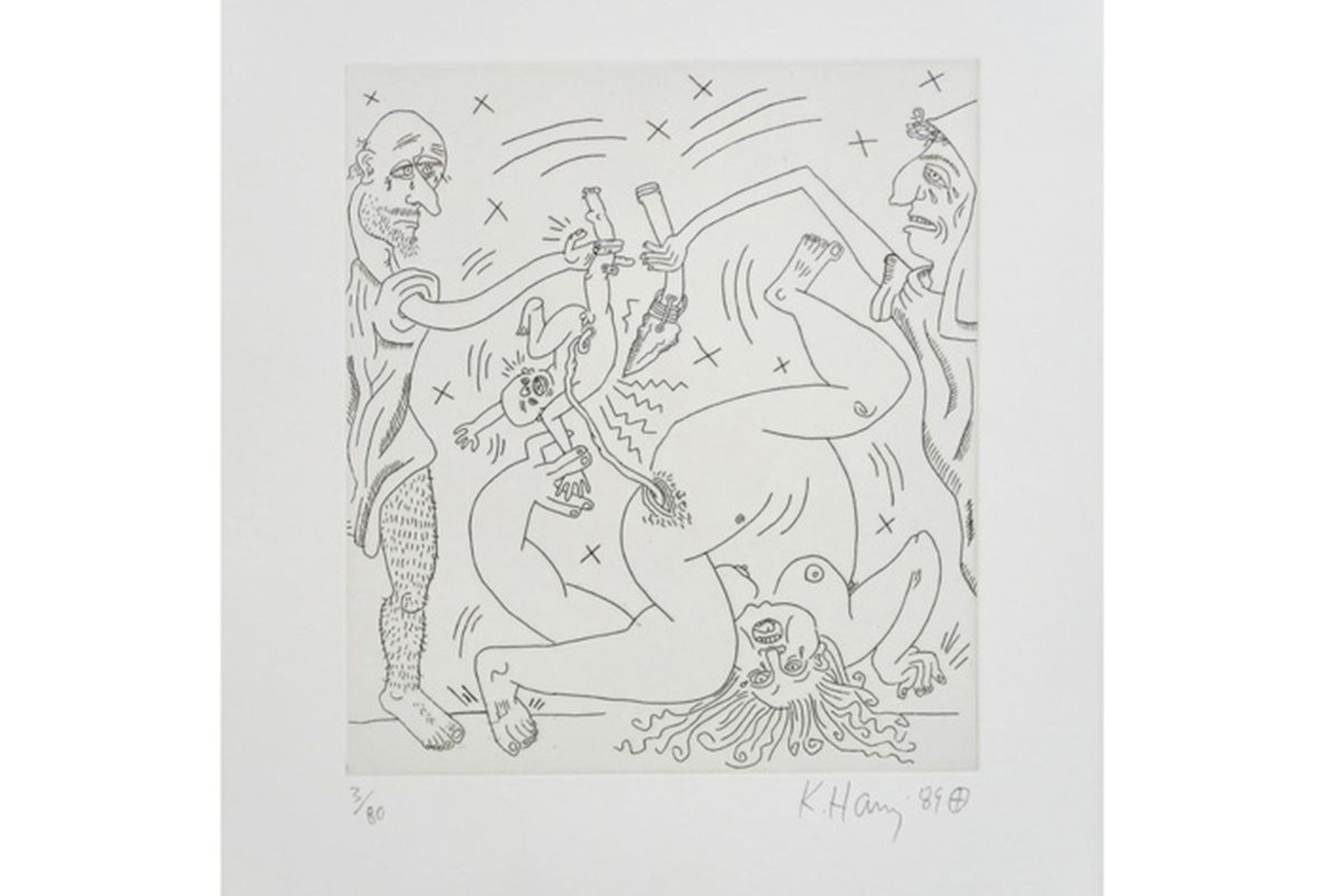 KEITH HARING (1958 - 1990) & WILLIAM S. BURROUGHS ets uit de portfolio "The Valley" [...] - Bild 2 aus 3